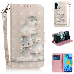 Three Squirrels 3D Painted Leather Wallet Phone Case for Huawei P30 Pro