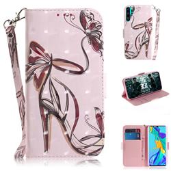Butterfly High Heels 3D Painted Leather Wallet Phone Case for Huawei P30 Pro