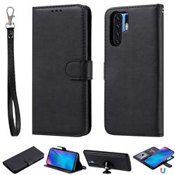 Retro Greek Detachable Magnetic PU Leather Wallet Phone Case for Huawei P30 Pro - Black