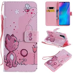Cats and Bees PU Leather Wallet Case for Huawei P30 Pro