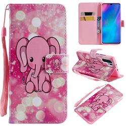 Pink Elephant PU Leather Wallet Case for Huawei P30 Pro