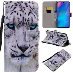 White Leopard PU Leather Wallet Case for Huawei P30 Pro