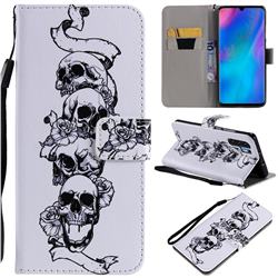 Skull Head PU Leather Wallet Case for Huawei P30 Pro
