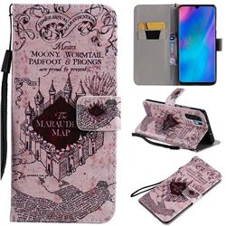 Castle The Marauders Map PU Leather Wallet Case for Huawei P30 Pro