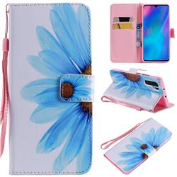 Blue Sunflower PU Leather Wallet Case for Huawei P30 Pro