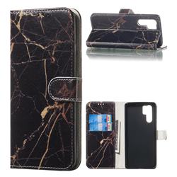 Black Gold Marble PU Leather Wallet Case for Huawei P30 Pro