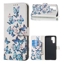 Blue Vivid Butterflies PU Leather Wallet Case for Huawei P30 Pro