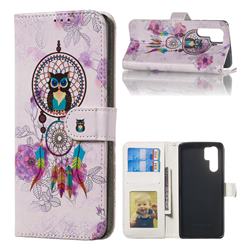 Wind Chimes Owl 3D Relief Oil PU Leather Wallet Case for Huawei P30 Pro