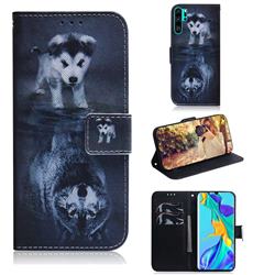 Wolf and Dog PU Leather Wallet Case for Huawei P30 Pro
