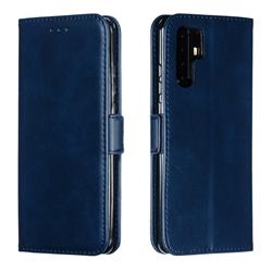 Retro Classic Calf Pattern Leather Wallet Phone Case for Huawei P30 Pro - Blue