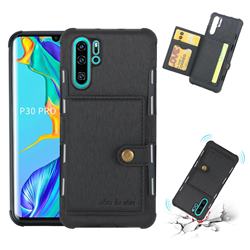 Brush Multi-function Leather Phone Case for Huawei P30 Pro - Black