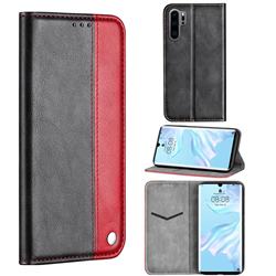 Classic Business Ultra Slim Magnetic Sucking Stitching Flip Cover for Huawei P30 Pro - Red