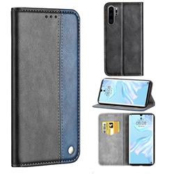 Classic Business Ultra Slim Magnetic Sucking Stitching Flip Cover for Huawei P30 Pro - Blue