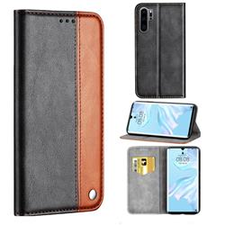 Classic Business Ultra Slim Magnetic Sucking Stitching Flip Cover for Huawei P30 Pro - Brown