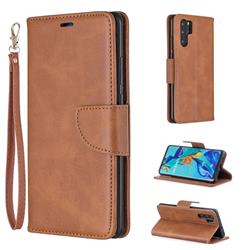 Classic Sheepskin PU Leather Phone Wallet Case for Huawei P30 Pro - Brown