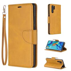 Classic Sheepskin PU Leather Phone Wallet Case for Huawei P30 Pro - Yellow