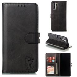 Embossing Happy Cat Leather Wallet Case for Huawei P30 Pro - Black