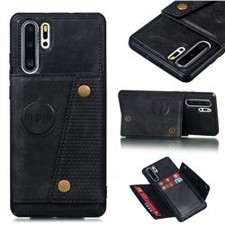 Retro Multifunction Card Slots Stand Leather Coated Phone Back Cover for Huawei P30 Pro - Black