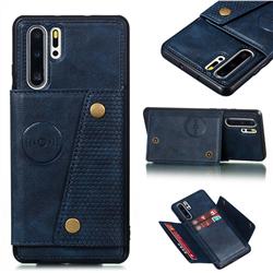 Retro Multifunction Card Slots Stand Leather Coated Phone Back Cover for Huawei P30 Pro - Blue