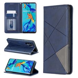 Prismatic Slim Magnetic Sucking Stitching Wallet Flip Cover for Huawei P30 Pro - Blue