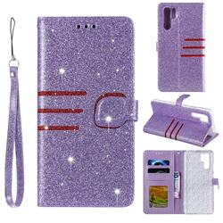 Retro Stitching Glitter Leather Wallet Phone Case for Huawei P30 Pro - Purple