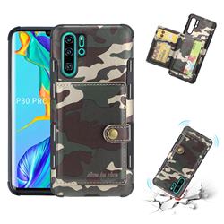 Camouflage Multi-function Leather Phone Case for Huawei P30 Pro - Purple