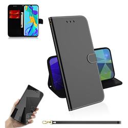 Shining Mirror Like Surface Leather Wallet Case for Huawei P30 Pro - Black