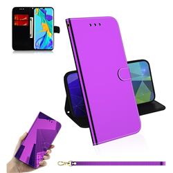 Shining Mirror Like Surface Leather Wallet Case for Huawei P30 Pro - Purple
