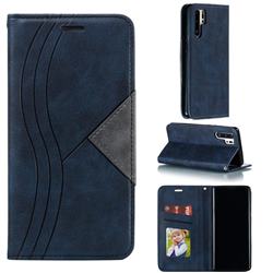 Retro S Streak Magnetic Leather Wallet Phone Case for Huawei P30 Pro - Blue