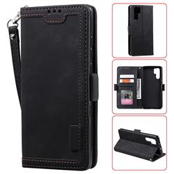 Luxury Retro Stitching Leather Wallet Phone Case for Huawei P30 Pro - Black