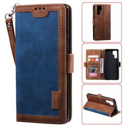 Luxury Retro Stitching Leather Wallet Phone Case for Huawei P30 Pro - Dark Blue