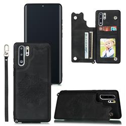 Luxury Mandala Multi-function Magnetic Card Slots Stand Leather Back Cover for Huawei P30 Pro - Black