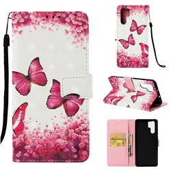 Rose Butterfly 3D Painted Leather Wallet Case for Huawei P30 Pro