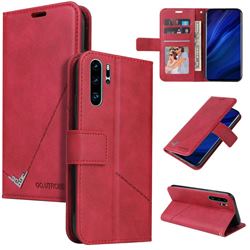 GQ.UTROBE Right Angle Silver Pendant Leather Wallet Phone Case for Huawei P30 Pro - Red