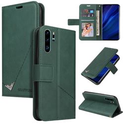 GQ.UTROBE Right Angle Silver Pendant Leather Wallet Phone Case for Huawei P30 Pro - Green