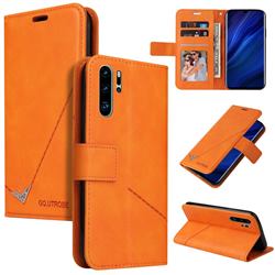 GQ.UTROBE Right Angle Silver Pendant Leather Wallet Phone Case for Huawei P30 Pro - Orange