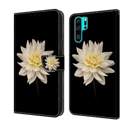 White Flower Crystal PU Leather Protective Wallet Case Cover for Huawei P30 Pro
