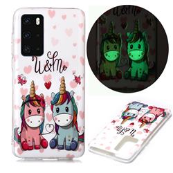 Couple Unicorn Noctilucent Soft TPU Back Cover for Huawei P40