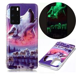 Wolf Howling Noctilucent Soft TPU Back Cover for Huawei P40