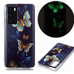 Golden Butterflies Noctilucent Soft TPU Back Cover for Huawei P40