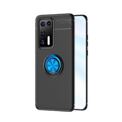 Auto Focus Invisible Ring Holder Soft Phone Case for Huawei P40 - Black Blue