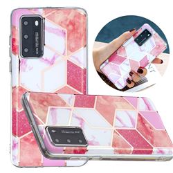 Cherry Glitter Painted Marble Electroplating Protective Case for Huawei P40