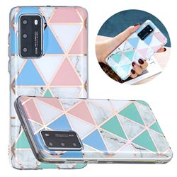 Fresh Triangle Painted Marble Electroplating Protective Case for Huawei P40