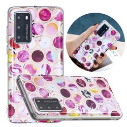Round Puzzle Painted Marble Electroplating Protective Case for Huawei P40