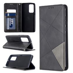 Prismatic Slim Magnetic Sucking Stitching Wallet Flip Cover for Huawei P40 - Black