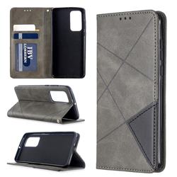 Prismatic Slim Magnetic Sucking Stitching Wallet Flip Cover for Huawei P40 - Gray