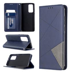 Prismatic Slim Magnetic Sucking Stitching Wallet Flip Cover for Huawei P40 - Blue