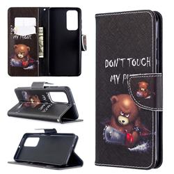 Chainsaw Bear Leather Wallet Case for Huawei P40