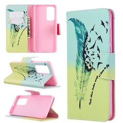 Feather Bird Leather Wallet Case for Huawei P40
