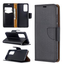 Classic Luxury Litchi Leather Phone Wallet Case for Huawei P40 - Black